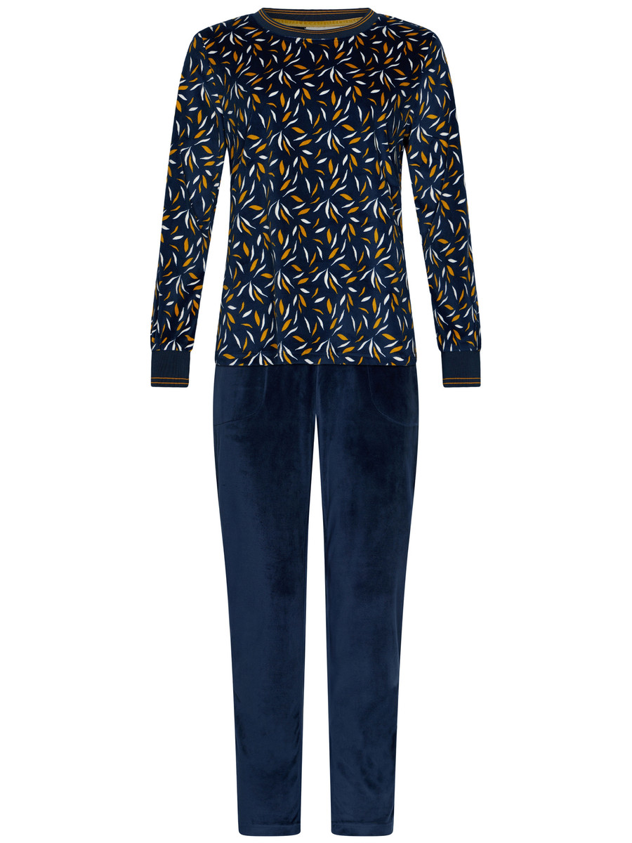 Duurzame velours pyjama nachtblauw