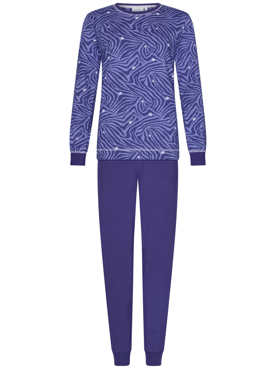 Katoenen pyjama paars en blauwe zebrastrepen