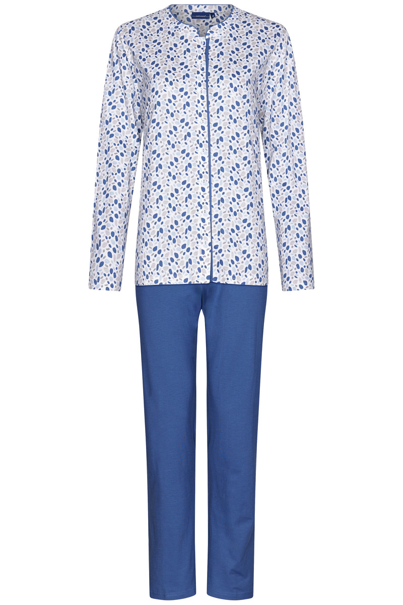 Katoenen doorknooppyjama blauw Pastunette