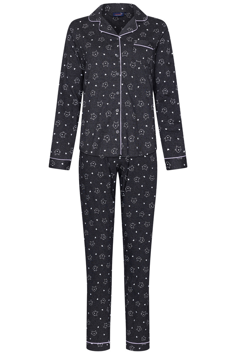 Zwarte doorknooppyjama katten