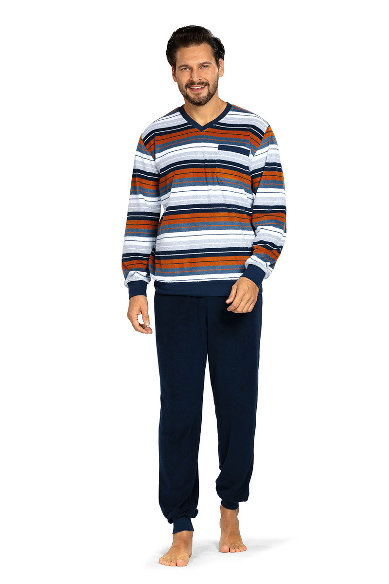 Badstoffen heren strepen pyjama