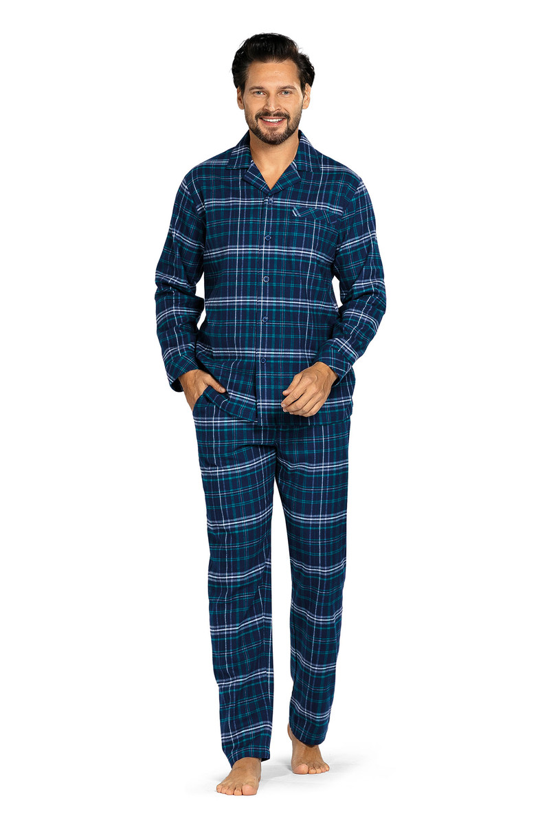 Flanellen heren doorknooppyjama