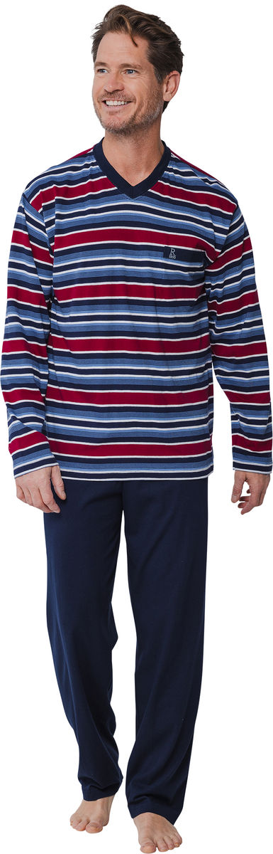 Katoenen Robson herenpyjama blauw