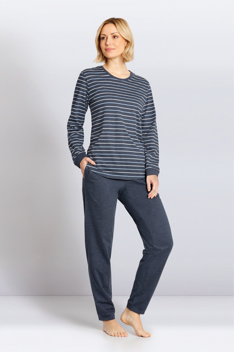 Hajo dames pyjama blauw met strepen