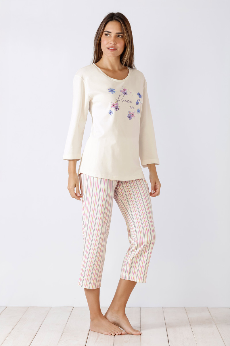 Gebroken wit dames pyjama Hajo