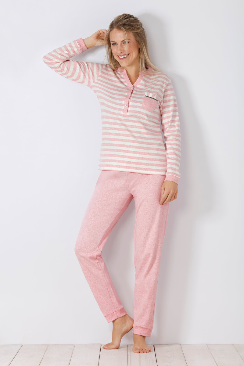 Roze warme dames pyjama Hajo
