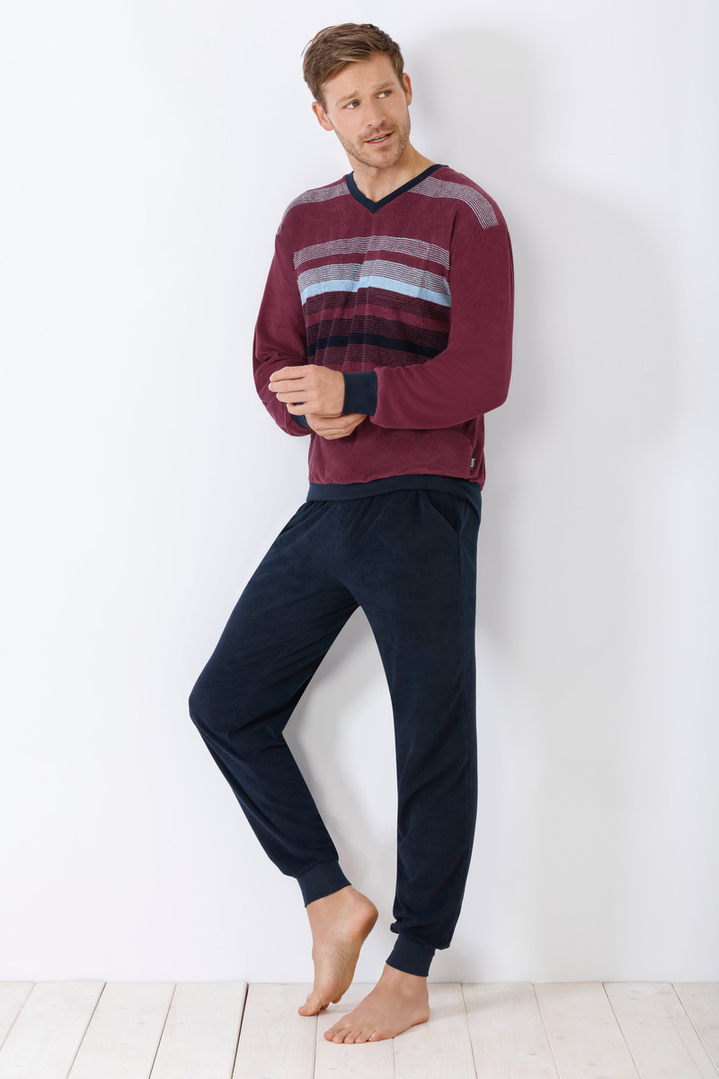 Badstof heren pyjama rood Hajo