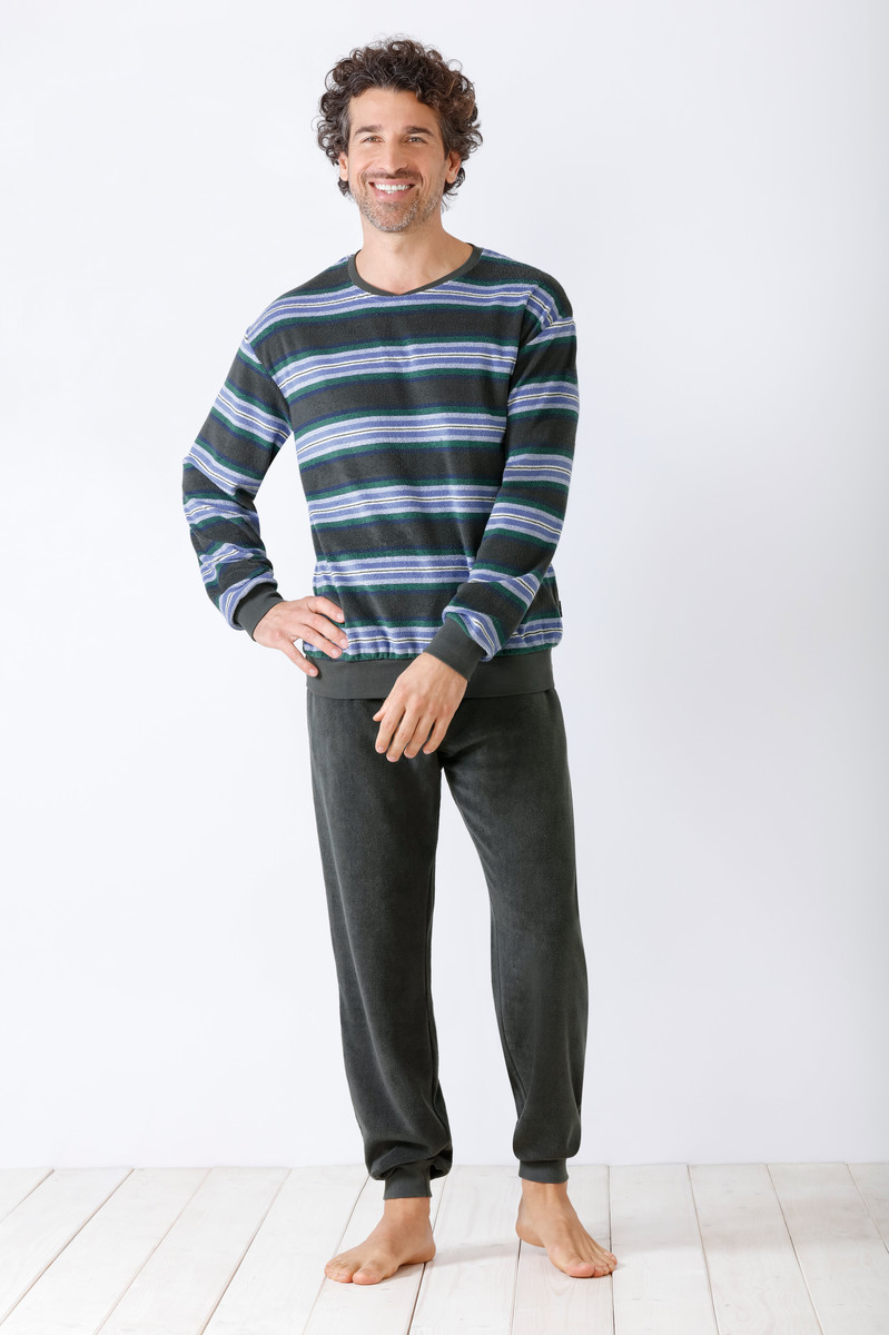 Grijze badstof herenpyjama van Hajo