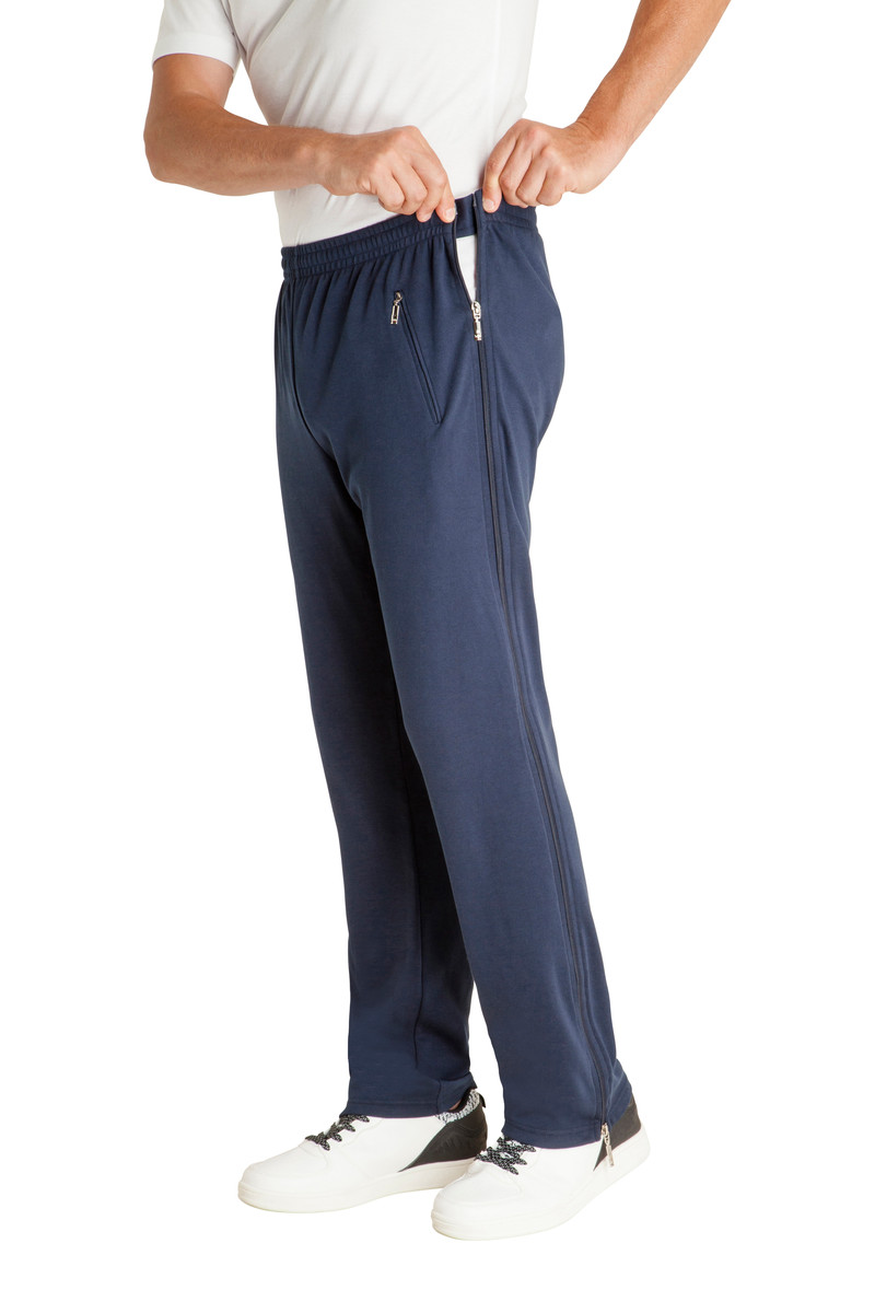 Heren trainingsbroek of revalidatiebroek met rits blauw