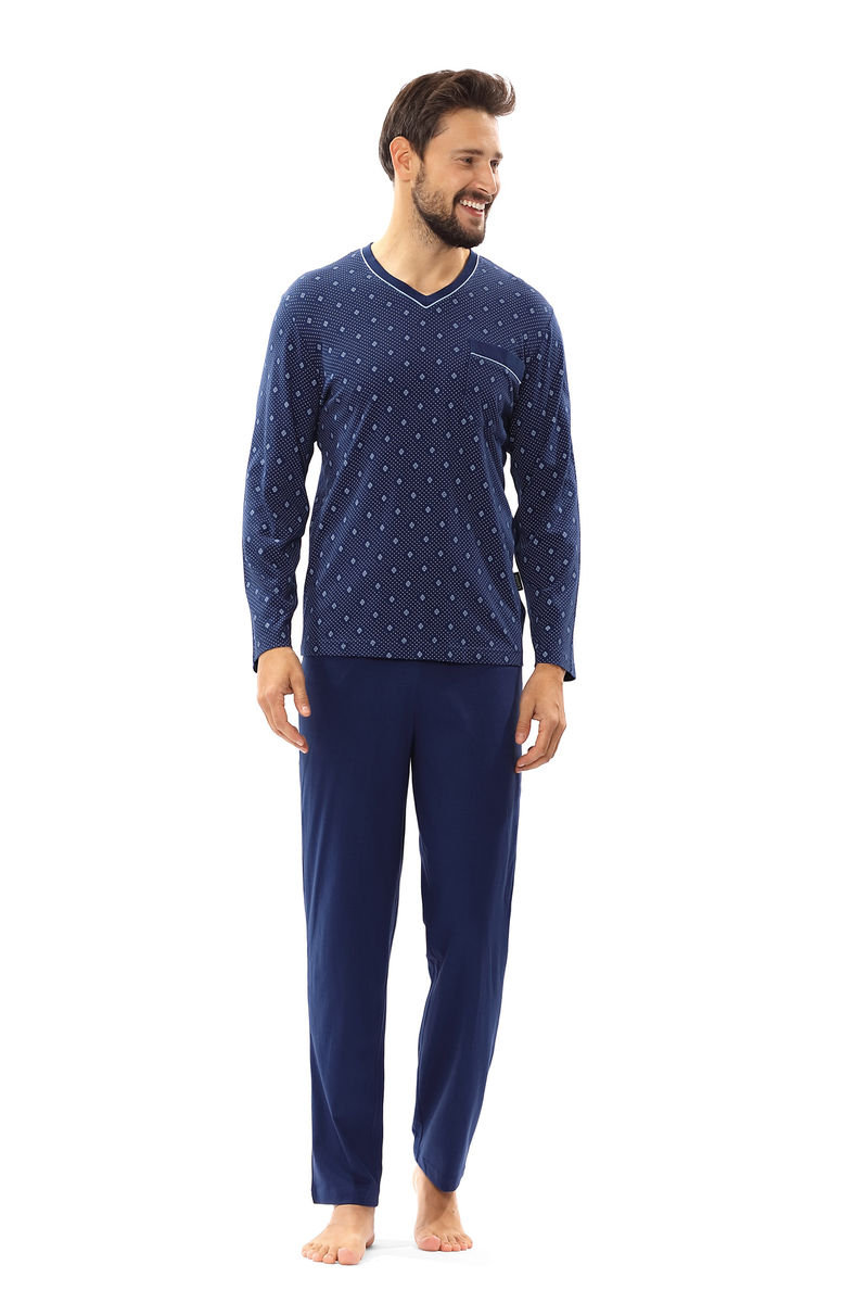 Marine blauwe heren pyjama Comte