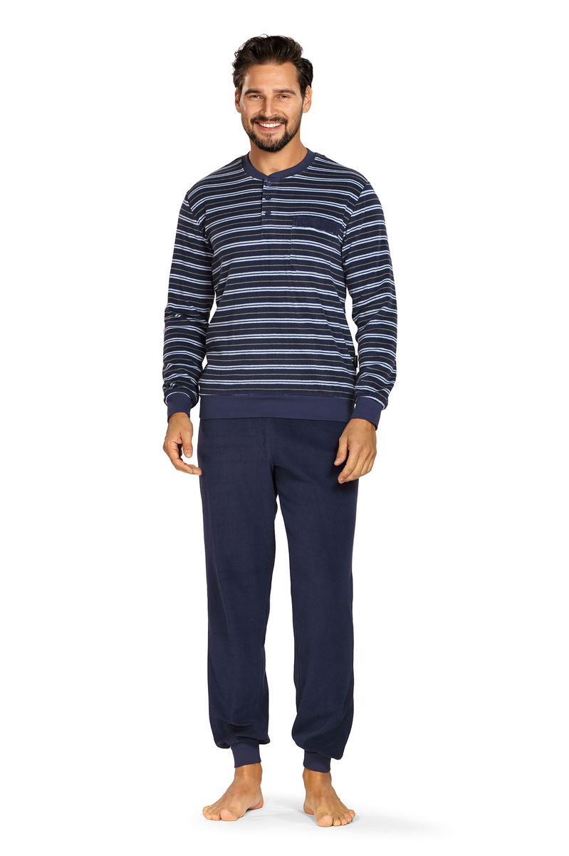 Indigoblauwe heren pyjama badstof