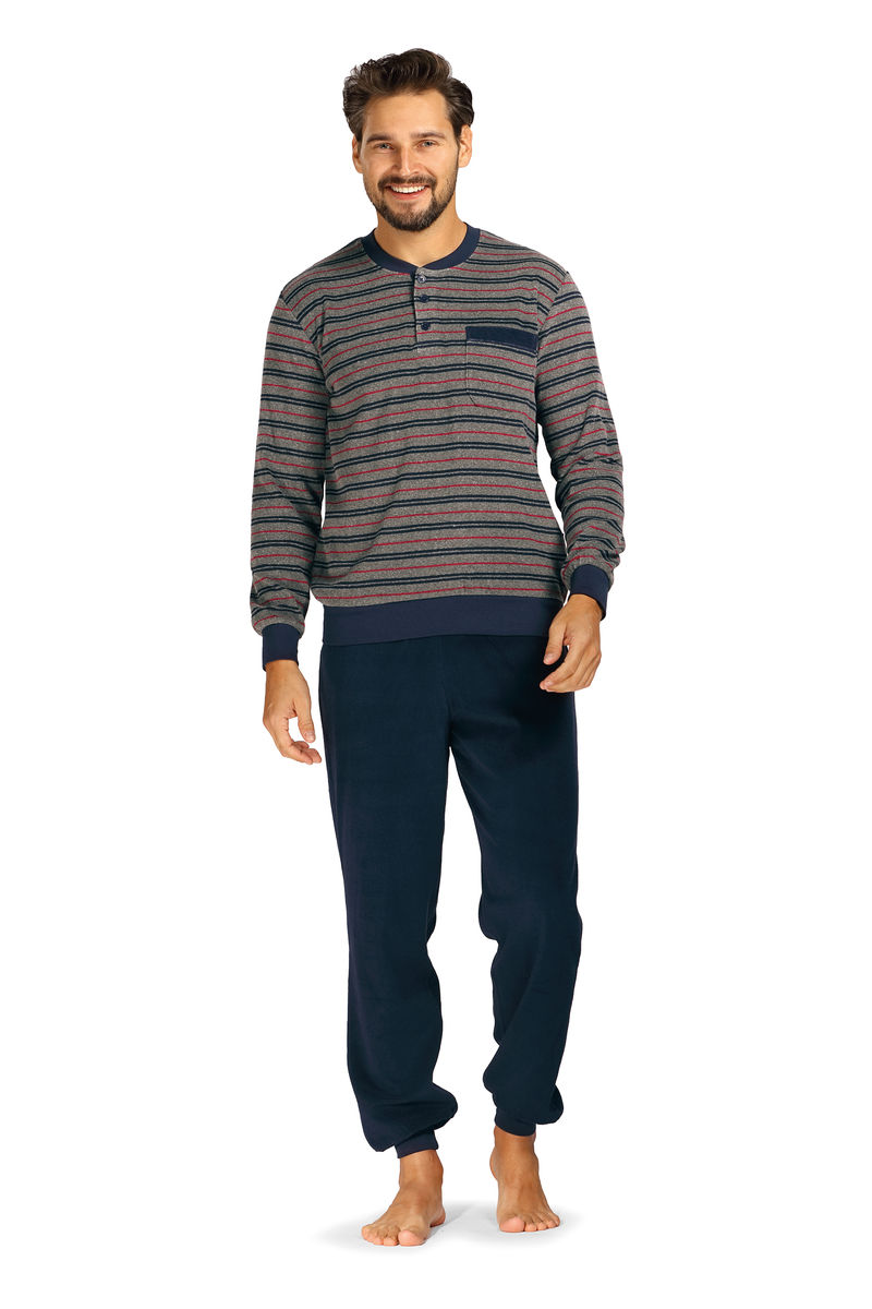 Grijsmelange heren pyjama badstof