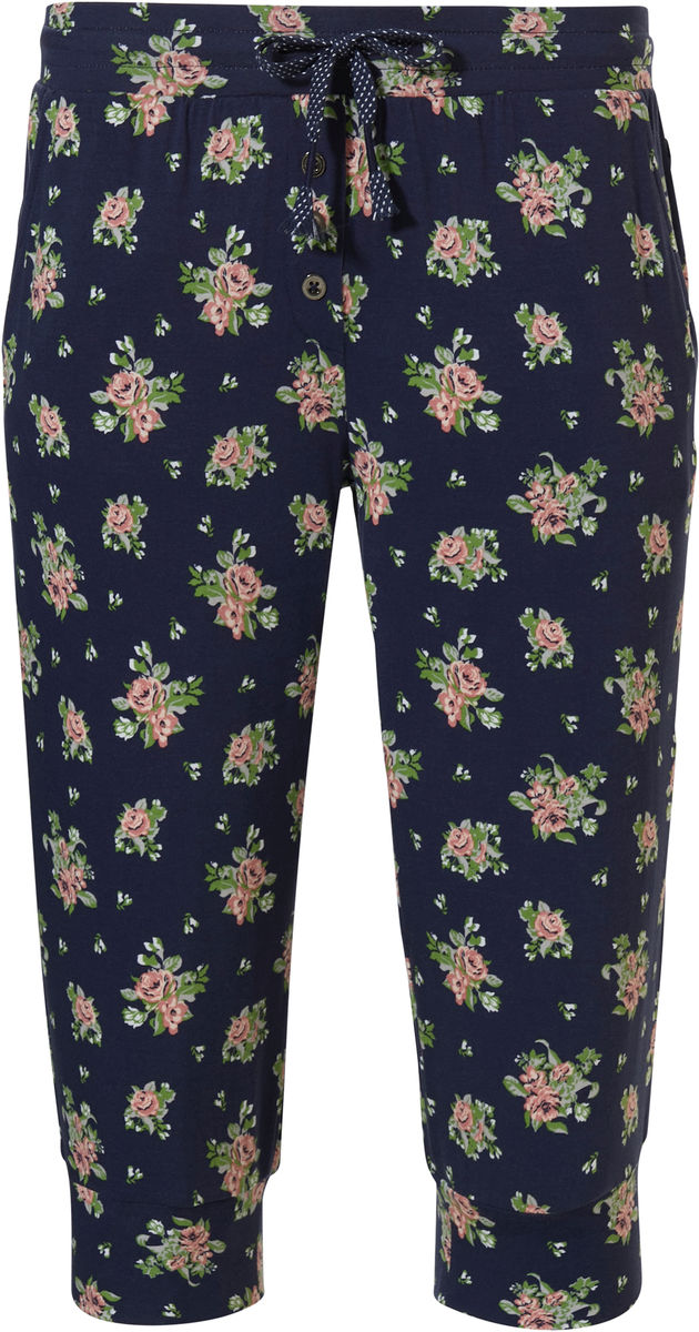 Blauwe capri broek roosjes Pastunette