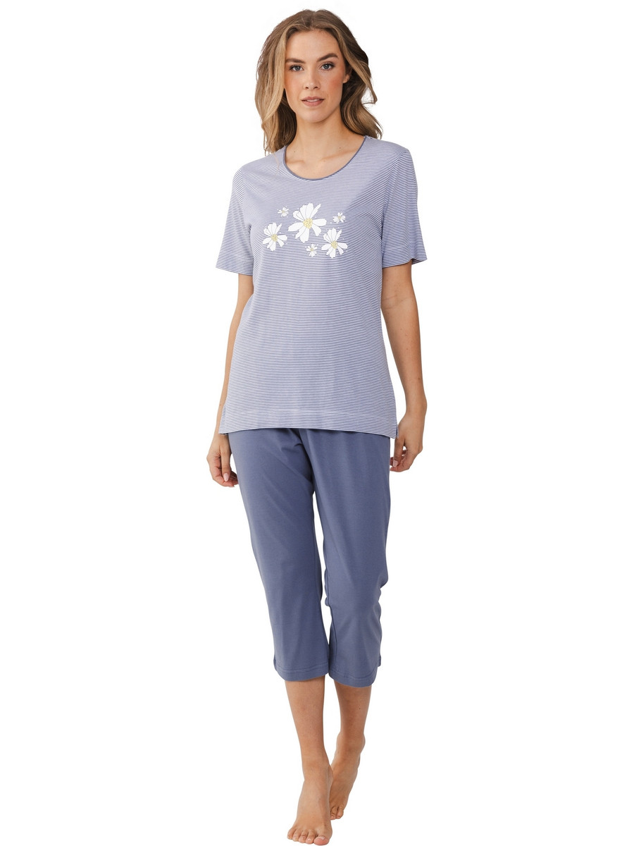 Grijze pyjama witte bloemen