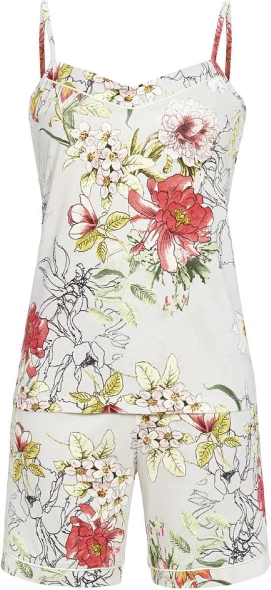 Zilveren mouwloze shortama bloemen