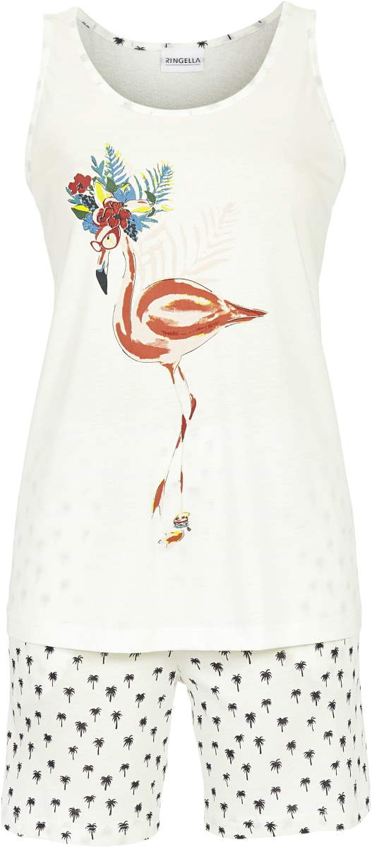 Witte shortama flamingo Ringella