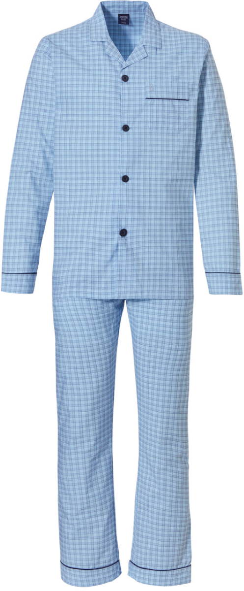 Lichtblauw geruite doorknoop Pyjama Robson