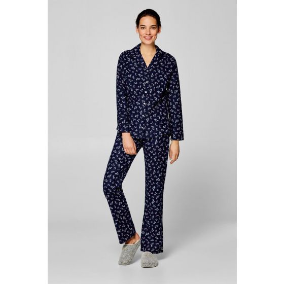 Blauwe flanellen pyjama Esprit