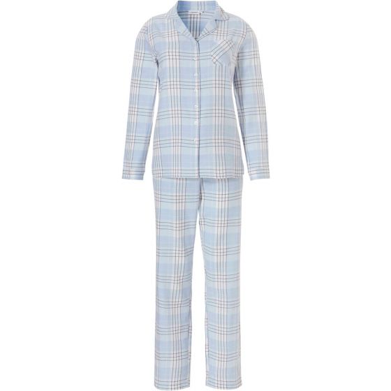 Blauwe flanel doorknoop pyjama van Pastunette