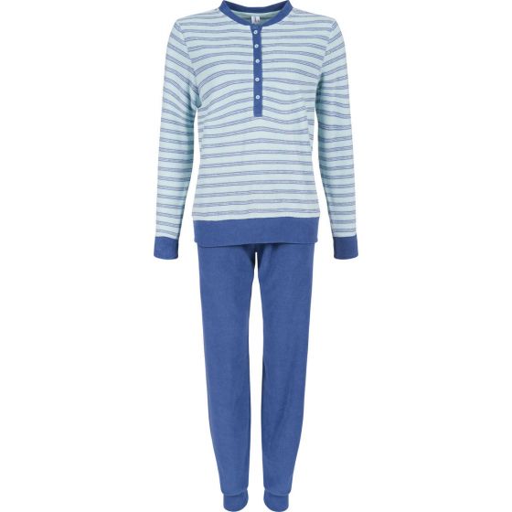Pyjama badstof blauw gestreept van Pastunette