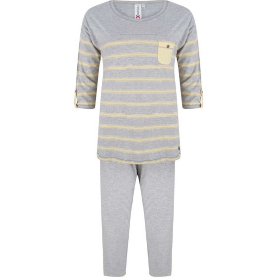 Pyjama dames grijs geel Rebelle