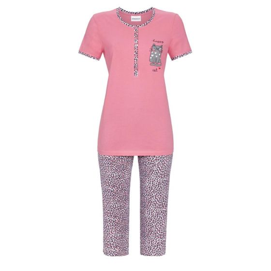 Katoenen panterprint pyjama roze