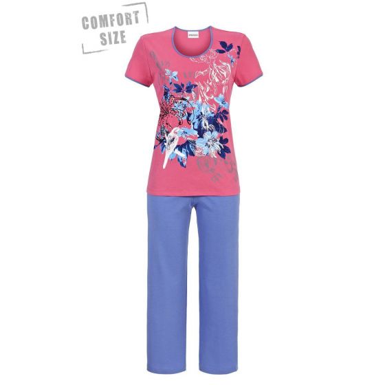 Ringella pyjama roze blauw met bloemen en vogel