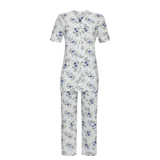 Blauwe bloemen pyjama met knopen Ringella