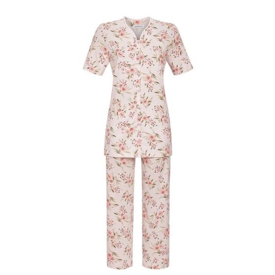 Roze bloemen pyjama met knopen Ringella