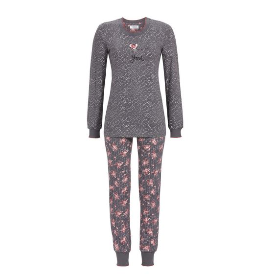 Ringella pyjama grijs met roosjes