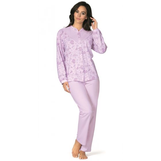 Klassieke Comtessa pyjama met knopen lavendel