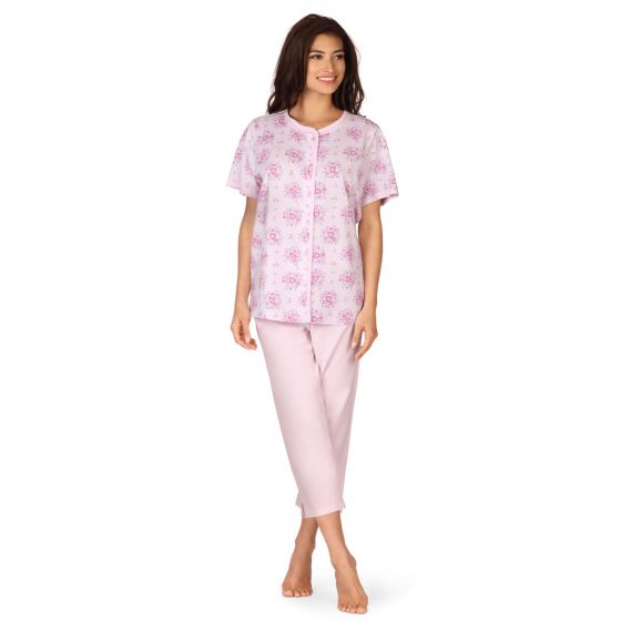 Roze dames pyjama Comtessa met knoopjes