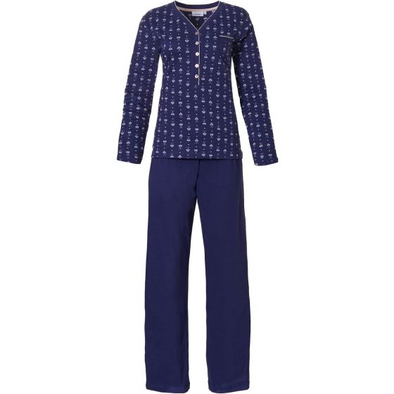 Blauwe katoenen dames pyjama