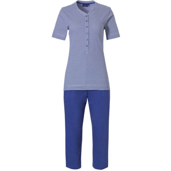 Blauw gestreepte dames pyjama Pastunette