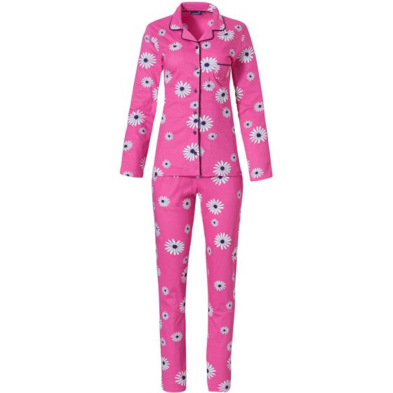 Roze doorknoop dames pyjama madelief