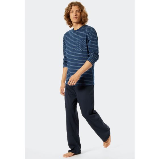 Blauwe biologische Schiesser pyjama strepen