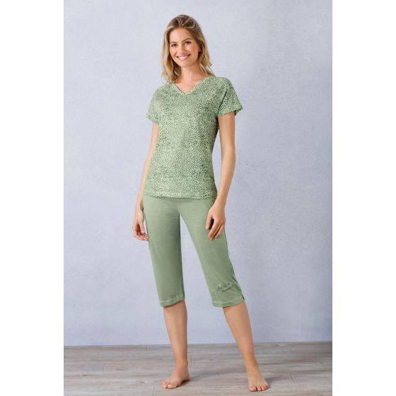 Groene Hajo pyjama jachtluipaard print