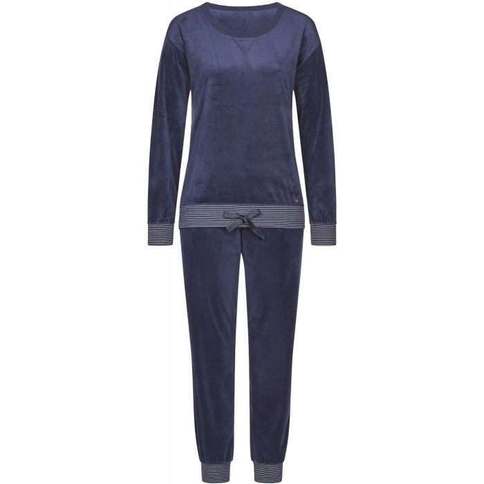 Blauwe velours dames pyjama van Triumph
