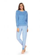 Blauwe dames pyjama badstof