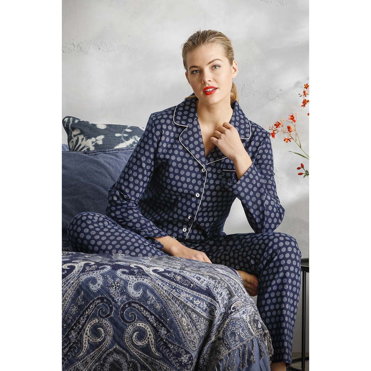 flanellen doorknoop dames pyjama | Gratis verzending en retour | mooiste pyjama's, nachthemden, en meer