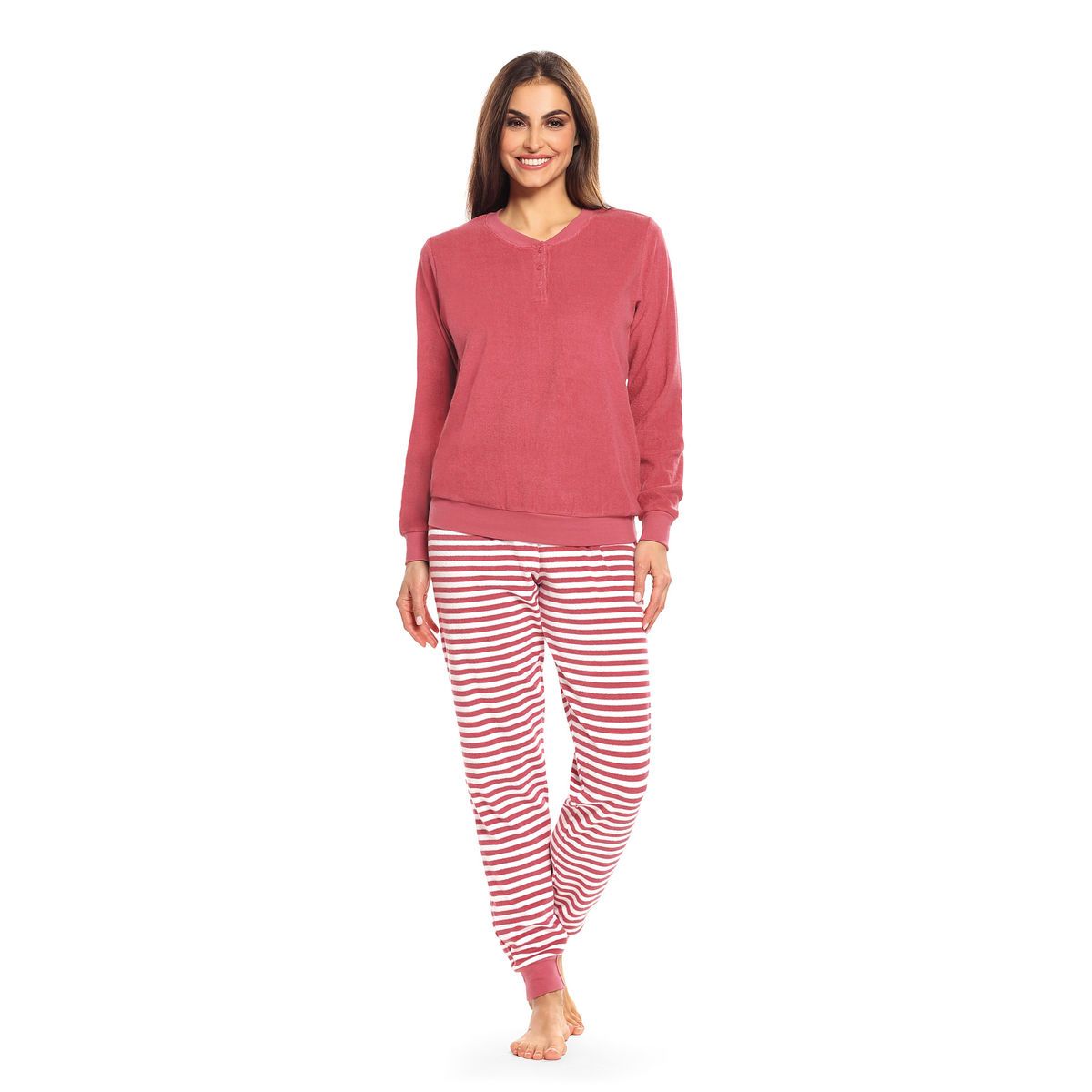 Productie Merchandiser toespraak Roos rode dames pyjama badstof | Gratis verzending vanaf € 40,- | Online de  mooiste pyjama's, nachthemden, ondermode en meer