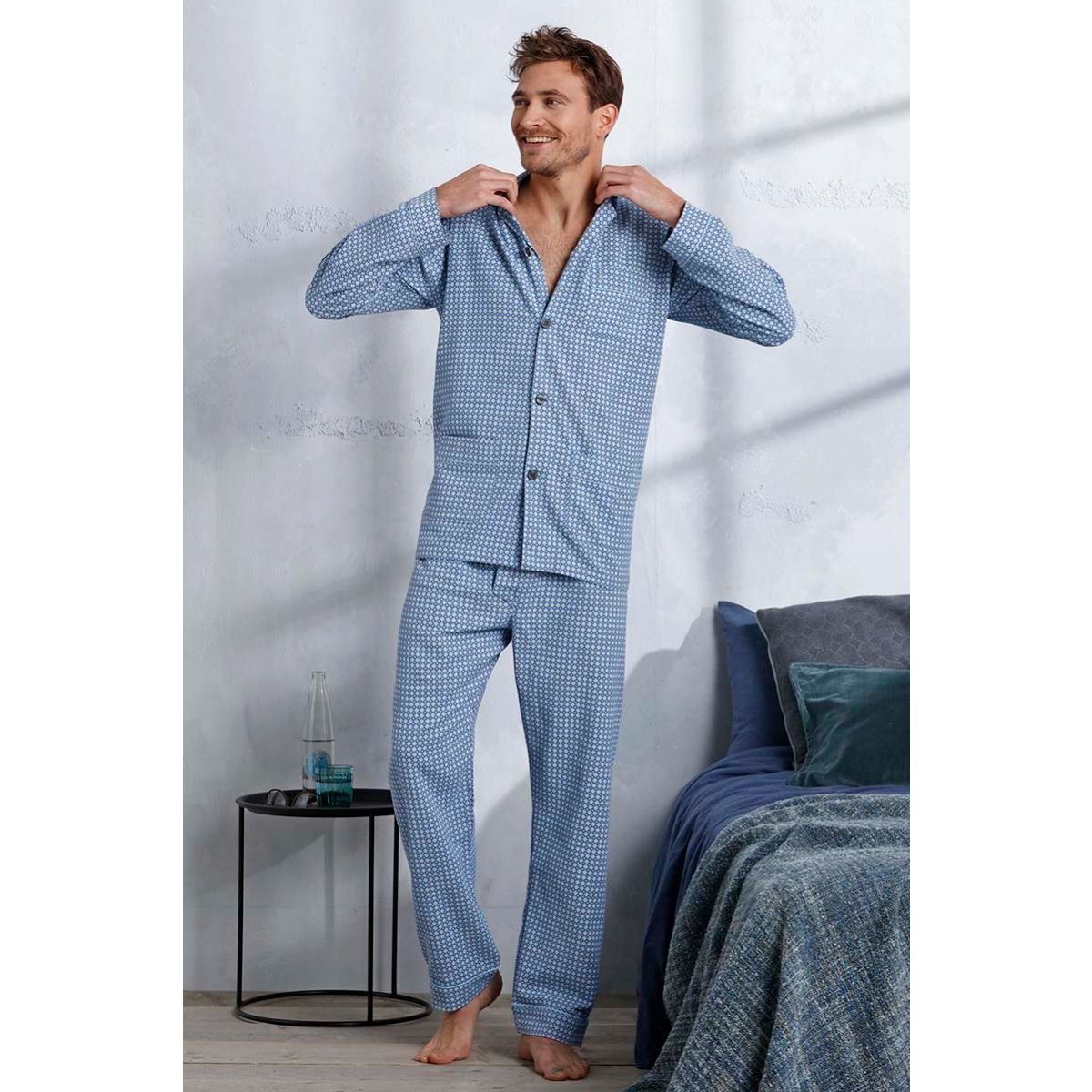 lezing Monarchie congestie Flanellen doorknoop heren pyjama blauw | Gratis verzending en retour |  Online de mooiste pyjama's, nachthemden, ondermode en meer