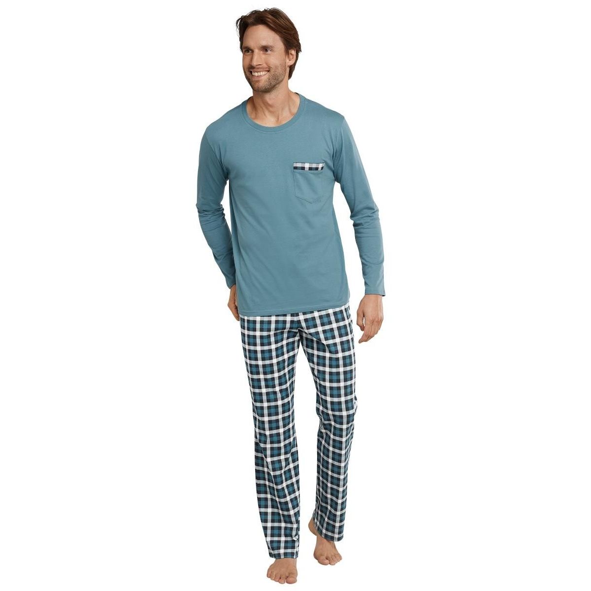 precedent Uitmaken Verdienen Heren pyjama Schiesser turquoise | Online de mooiste pyjama's, nachthemden,  ondermode en meer