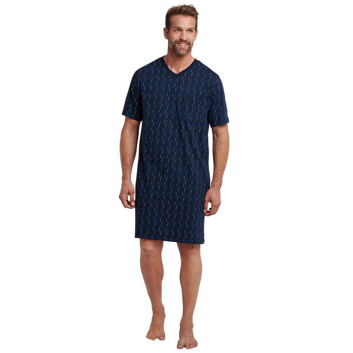 Schiesser heren nachthemd donkerblauw | Bestel eenvoudig online | | Snel in huis | Online mooiste pyjama's, nachthemden, ondermode en meer