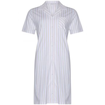 Katoenen gestreept doorknoopnachthemd