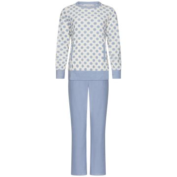 IJsblauwe polkastippen pyjama badstof