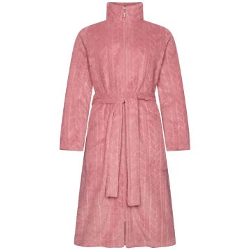 Fleece oudroze badjas rits