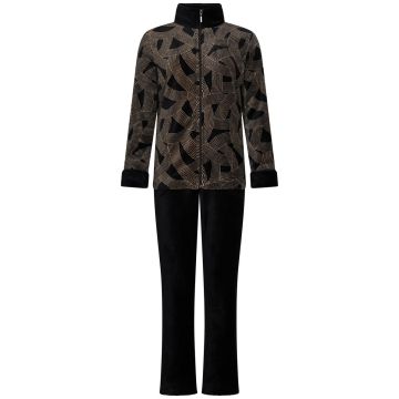 Duurzaam zwart fleece huispak Pastunette
