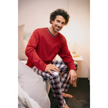 Warme rode heren pyjama Hajo