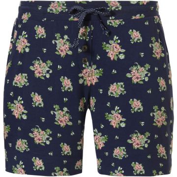 Blauwe pyjamashort roosjes Pastunette